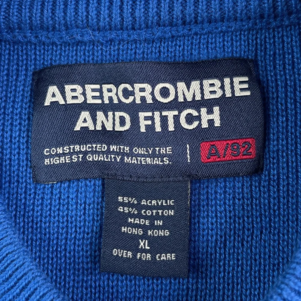 Vintage Abercrombie and Fitch Sweater Mens XL Blue Crewneck‎ Pullover Y2K Retro